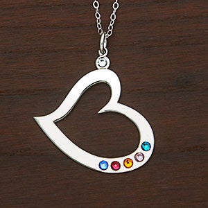 Birthstone Heart Personalized Necklace - 5 Stones