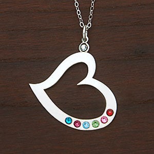 Birthstone Heart Personalized Necklace - 6 Stones