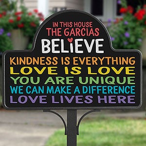 In This House We Believe Personalized Yard Sign