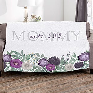 Floral Love For Mom Personalized 50x60 Plush Fleece Blanket