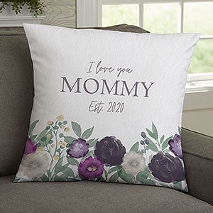 Floral Love For Mom Personalized 18-inch Velvet Throw Pillow
