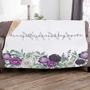 Floral Love For Grandma Personalized 60x80 Sherpa Blanket
