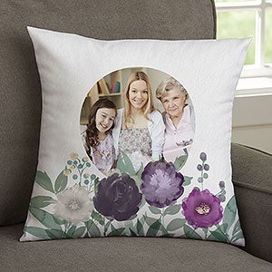 Floral Love For Grandma Personalized 14-inch Photo Throw Pillow