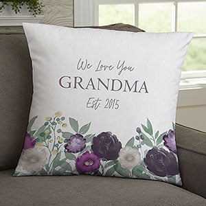 Floral Love For Grandma Personalized 18-inch Throw Pillow