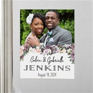Plum Colorful Floral Wedding Personalized Photo Fridge Magnet