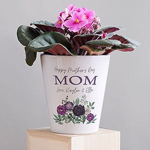 Floral Love For Mom Personalized Mini Flower Pot