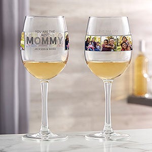 So Glad You're Our Mom Personalized Photo White Wine Glass