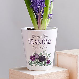 Floral Love For Grandma Personalized Mini Flower Pot