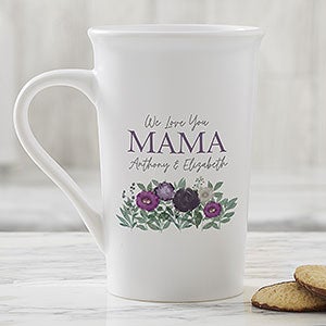 Floral Love For Mom Personalized Latte Mug 16 oz White