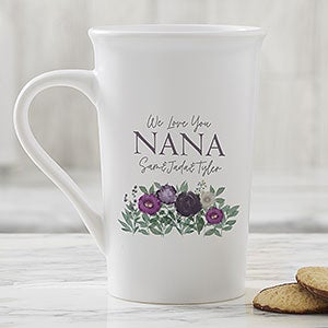 Floral Love For Grandma Personalized Latte Mug 16 oz White