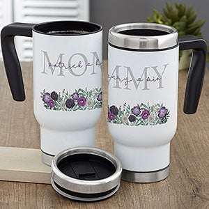 Floral Love For Mom Personalized Commuter Travel Mugs