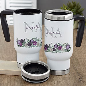 Floral Love For Grandma Personalized Commuter Travel Mug