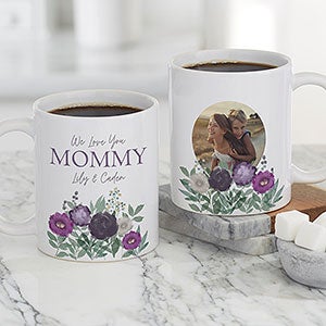 Floral Love For Mom Personalized Photo Coffee Mug 11oz White