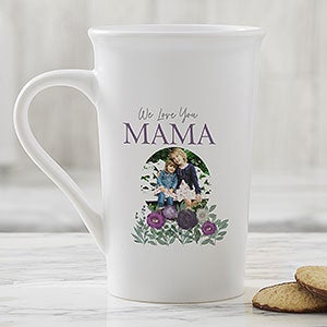 Floral Love For Mom Personalized Photo Latte Mug 16oz White