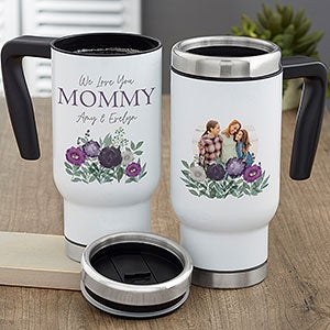 Floral Love For Mom Personalized Photo Travel Mug