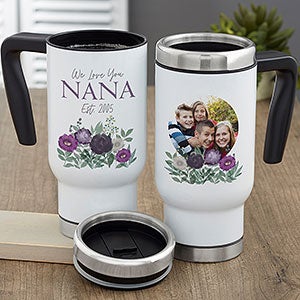 Floral Love For Grandma Personalized Photo Travel Mug