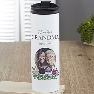 Floral Love For Grandma Personalized Photo Travel Tumbler