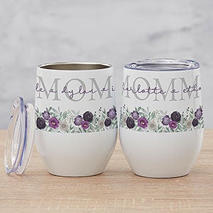 Floral Love For Mom Personalized Stainless Insulated Wine Cup