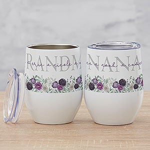 Floral Love For Grandma Personalized Stainless Insulated Wine Cup