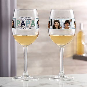 So Glad You're Our Grandpa Personalized Photo White Wine Glass