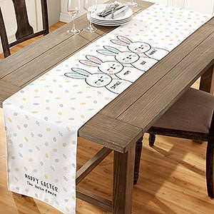Easter Bunny Family Personalized Table Runner - 16x60