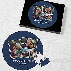 Romantic Photo Collage Personalized 26 Pc Round Puzzle - 4 Photo