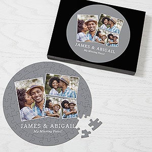 Romantic Photo Collage Personalized 68 Pc Round Puzzle - 4 Photo