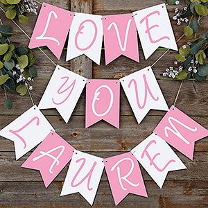Write Your Own Personalized Romantic Bunting Banner - 16 Flags