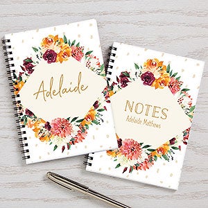 Blush Colorful Floral Personalized Mini Journals