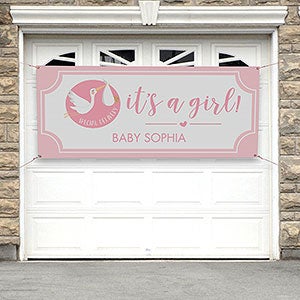 It?s A Girl Baby Announcement Personalized Banner - 30x72
