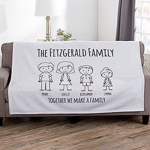 Stick Figure Family Personalized 50x60 Sweatshirt Blanket