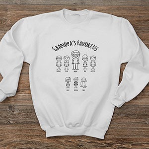 Grandpa's Stick Figure Family Personalized Adult Hanes Crewneck Sweatshirt