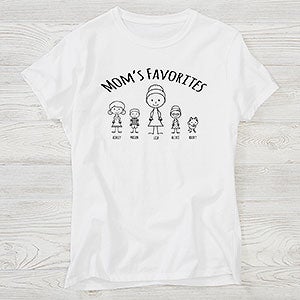 Mom's Stick Figure Family Personalized Hanes Ladies Fitted Tee