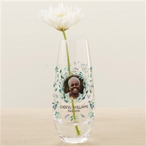 Serene Memorial Personalized Printed Photo Bud Vase