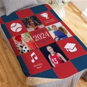 Graduation Patchwork Personalized Photo 60x80 Sherpa Blanket