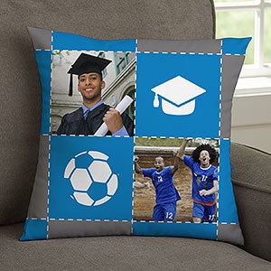 Graduation Patchwork Personalized 14x14 Photo Throw Pillow