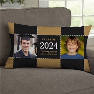 Graduation Patchwork Personalized Lumbar Photo Throw Pillow