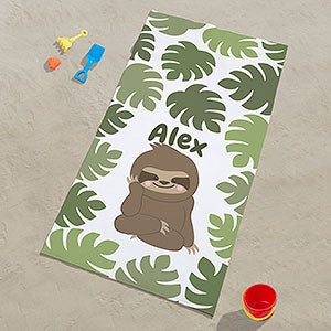 Jolly Jungle Sloth Personalized 35x72 Beach Towel