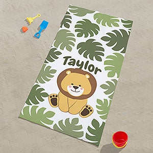 Jolly Jungle Lion Personalized 35x72 Beach Towel