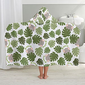 Jolly Jungle Elephant Personalized Kids Hooded Bath Towel