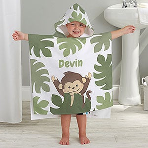 Jolly Jungle Monkey Personalized Kids Poncho Bath Towel