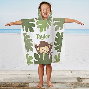 Jolly Jungle Monkey Personalized Kids Poncho Beach & Pool Towel