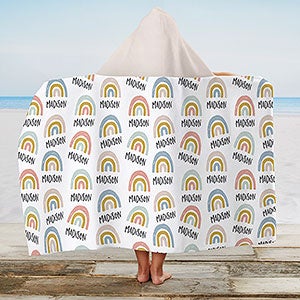 Boho Rainbow Personalized Kids Hooded Beach & Pool Towel