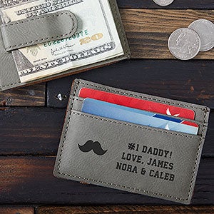 Personalized Leather Mens Wallet Slim Bifold Wallet for Men Engraved Photo Wallet Picture Wallet Family Photo Gift for Dad or Grandpa
