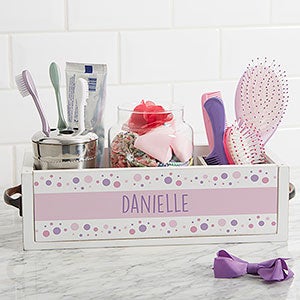 Bubbles Personalized Wood Bathroom Storage Box