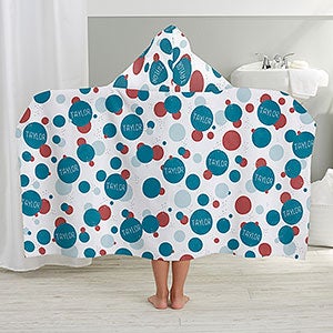 Stencil Polka Dots Personalized Kids Hooded Bath Towel