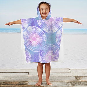 Pastel Tie Dye Personalized Kids Poncho Beach & Pool Towel