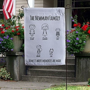 Stick Figure Family Personalized Garden Flag