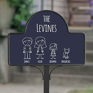 Stick Figure Family Personalized Magnetic Garden Sign