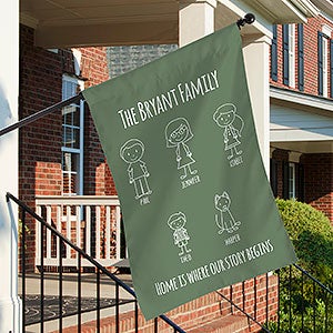 Stick Figure Family Personalized House Flag